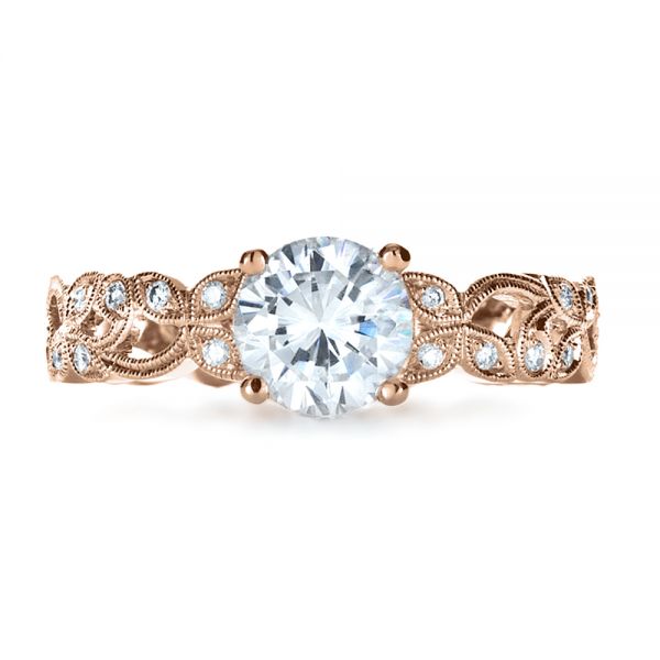 18k Rose Gold 18k Rose Gold Custom Organic Diamond Engagement Ring - Top View -  1173