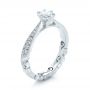 14k White Gold Custom Organic Diamond Engagement Ring - Three-Quarter View -  100652 - Thumbnail