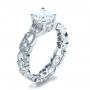 18k White Gold Custom Organic Diamond Engagement Ring - Three-Quarter View -  1173 - Thumbnail