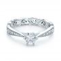 14k White Gold Custom Organic Diamond Engagement Ring - Flat View -  100652 - Thumbnail