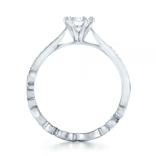 18k White Gold 18k White Gold Custom Organic Diamond Engagement Ring - Front View -  100652