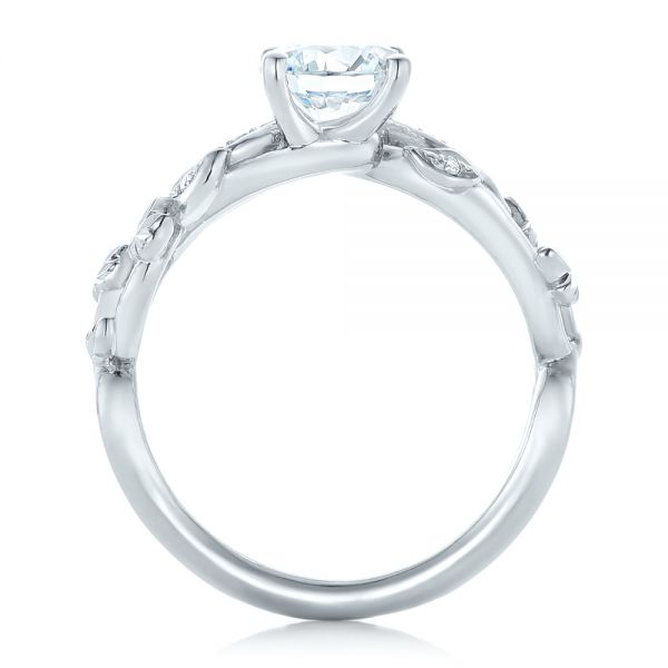 14k White Gold Custom Organic Diamond Engagement Ring - Front View -  102313