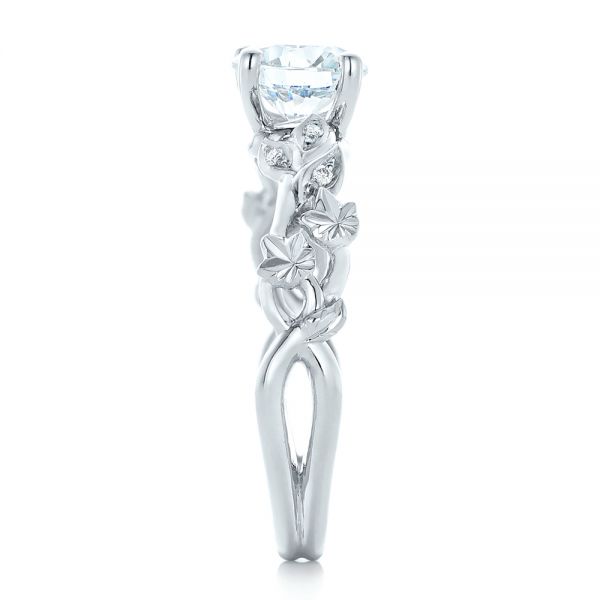 14k White Gold Custom Organic Diamond Engagement Ring - Side View -  102313