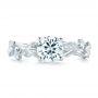 14k White Gold Custom Organic Diamond Engagement Ring - Top View -  102313 - Thumbnail
