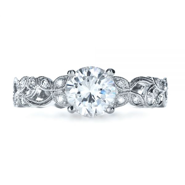  Platinum Platinum Custom Organic Diamond Engagement Ring - Top View -  1173