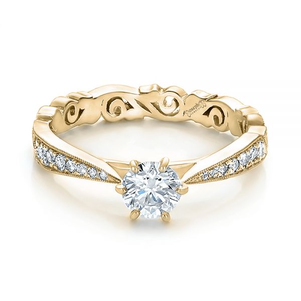 18k Yellow Gold 18k Yellow Gold Custom Organic Diamond Engagement Ring - Flat View - 100652
