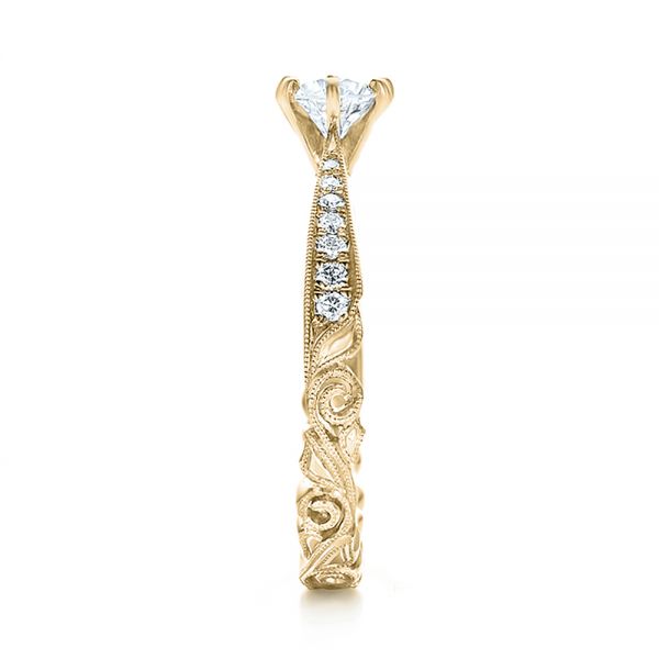 18k Yellow Gold 18k Yellow Gold Custom Organic Diamond Engagement Ring - Side View - 100652