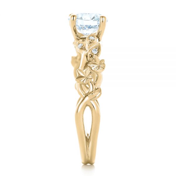 18k Yellow Gold 18k Yellow Gold Custom Organic Diamond Engagement Ring - Side View - 102313