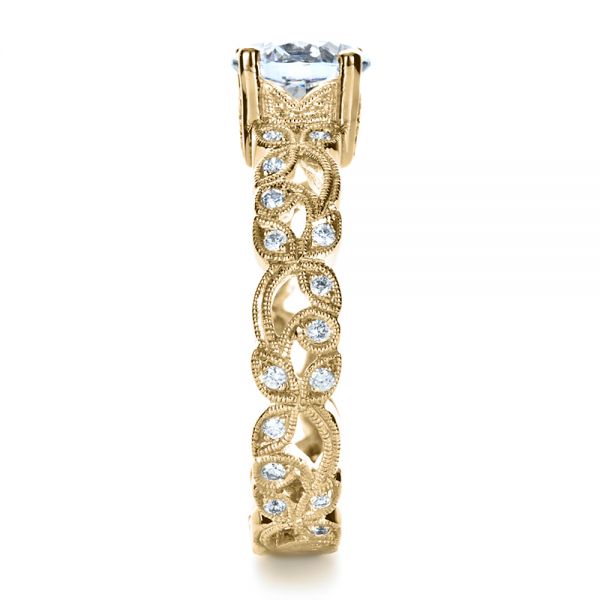 14k Yellow Gold 14k Yellow Gold Custom Organic Diamond Engagement Ring - Side View - 1173