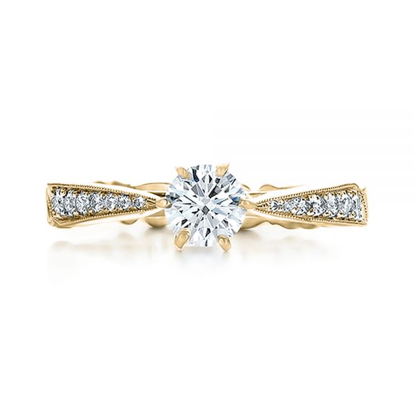 18k Yellow Gold 18k Yellow Gold Custom Organic Diamond Engagement Ring - Top View - 100652