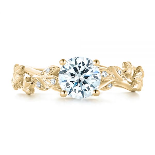 18k Yellow Gold 18k Yellow Gold Custom Organic Diamond Engagement Ring - Top View - 102313