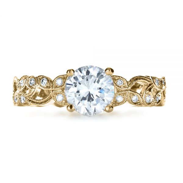14k Yellow Gold 14k Yellow Gold Custom Organic Diamond Engagement Ring - Top View -  1173