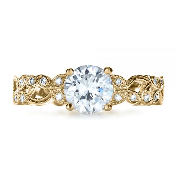14k Yellow Gold 14k Yellow Gold Custom Organic Diamond Engagement Ring - Top View - 1173