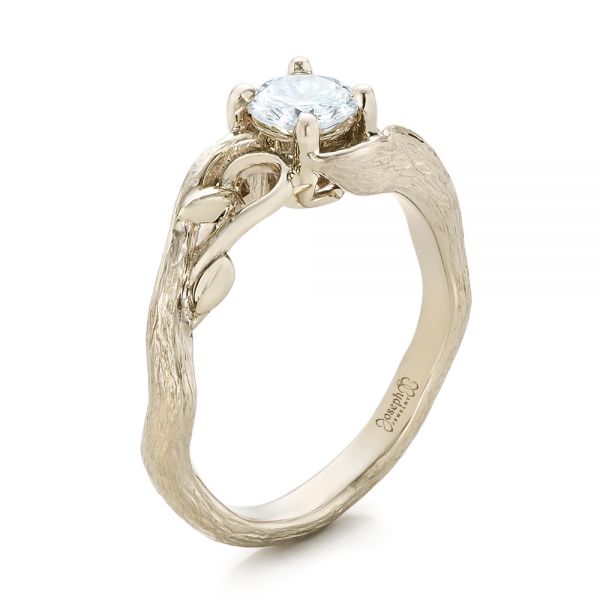 Custom Organic Diamond Solitaire Engagement Ring - Image