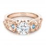 18k Rose Gold 18k Rose Gold Custom Organic Diamond And Blue Topaz Engagement Ring - Flat View -  100600 - Thumbnail