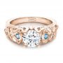 14k Rose Gold 14k Rose Gold Custom Organic Diamond And Blue Topaz Engagement Ring - Flat View -  100600 - Thumbnail