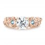 18k Rose Gold 18k Rose Gold Custom Organic Diamond And Blue Topaz Engagement Ring - Top View -  100600 - Thumbnail