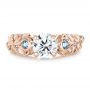 14k Rose Gold 14k Rose Gold Custom Organic Diamond And Blue Topaz Engagement Ring - Top View -  100600 - Thumbnail