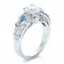 14k White Gold 14k White Gold Custom Organic Diamond And Blue Topaz Engagement Ring - Three-Quarter View -  100600 - Thumbnail
