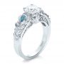 18k White Gold Custom Organic Diamond And Blue Topaz Engagement Ring - Three-Quarter View -  100600 - Thumbnail