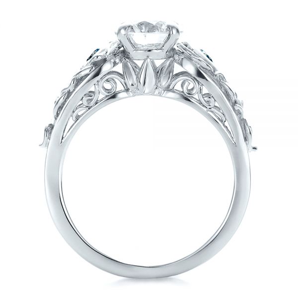 14k White Gold 14k White Gold Custom Organic Diamond And Blue Topaz Engagement Ring - Front View -  100600