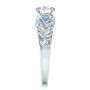 14k White Gold 14k White Gold Custom Organic Diamond And Blue Topaz Engagement Ring - Side View -  100600 - Thumbnail
