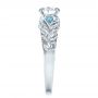 18k White Gold Custom Organic Diamond And Blue Topaz Engagement Ring - Side View -  100600 - Thumbnail