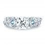 14k White Gold 14k White Gold Custom Organic Diamond And Blue Topaz Engagement Ring - Top View -  100600 - Thumbnail