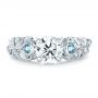 18k White Gold Custom Organic Diamond And Blue Topaz Engagement Ring - Top View -  100600 - Thumbnail