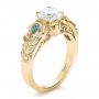 14k Yellow Gold 14k Yellow Gold Custom Organic Diamond And Blue Topaz Engagement Ring - Three-Quarter View -  100600 - Thumbnail