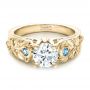18k Yellow Gold 18k Yellow Gold Custom Organic Diamond And Blue Topaz Engagement Ring - Flat View -  100600 - Thumbnail