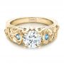 18k Yellow Gold 18k Yellow Gold Custom Organic Diamond And Blue Topaz Engagement Ring - Flat View -  100600 - Thumbnail