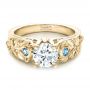 14k Yellow Gold 14k Yellow Gold Custom Organic Diamond And Blue Topaz Engagement Ring - Flat View -  100600 - Thumbnail