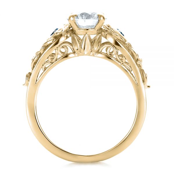 18k Yellow Gold 18k Yellow Gold Custom Organic Diamond And Blue Topaz Engagement Ring - Front View - 100600