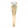 14k Yellow Gold 14k Yellow Gold Custom Organic Diamond And Blue Topaz Engagement Ring - Side View -  100600 - Thumbnail