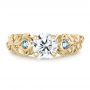 18k Yellow Gold 18k Yellow Gold Custom Organic Diamond And Blue Topaz Engagement Ring - Top View -  100600 - Thumbnail