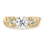 14k Yellow Gold 14k Yellow Gold Custom Organic Diamond And Blue Topaz Engagement Ring - Top View -  100600 - Thumbnail