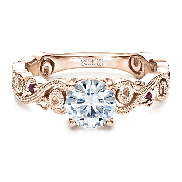 14k Rose Gold 14k Rose Gold Custom Organic Engagement Ring - Flat View - 1466
