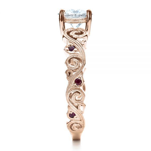 18k Rose Gold 18k Rose Gold Custom Organic Engagement Ring - Side View -  1466