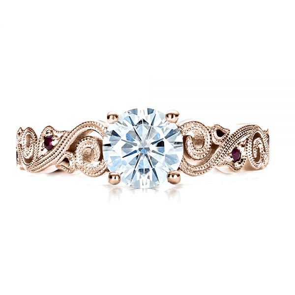 14k Rose Gold 14k Rose Gold Custom Organic Engagement Ring - Top View - 1466