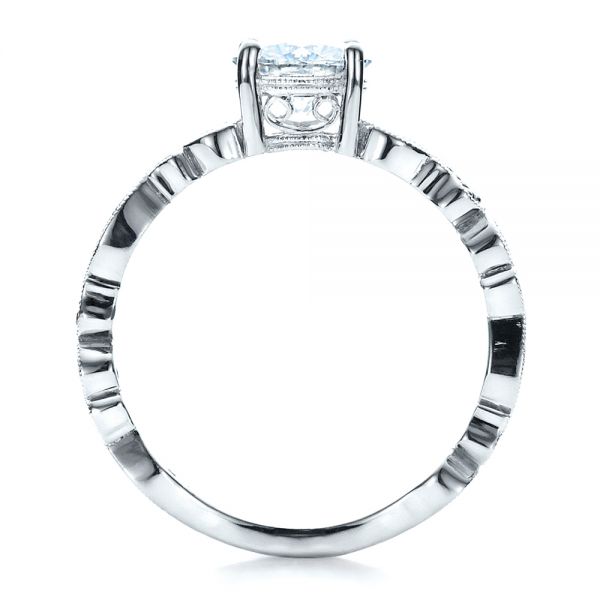 18k White Gold Custom Organic Engagement Ring - Front View - 1466