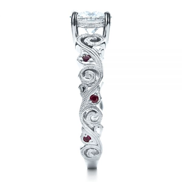 18k White Gold Custom Organic Engagement Ring - Side View - 1466