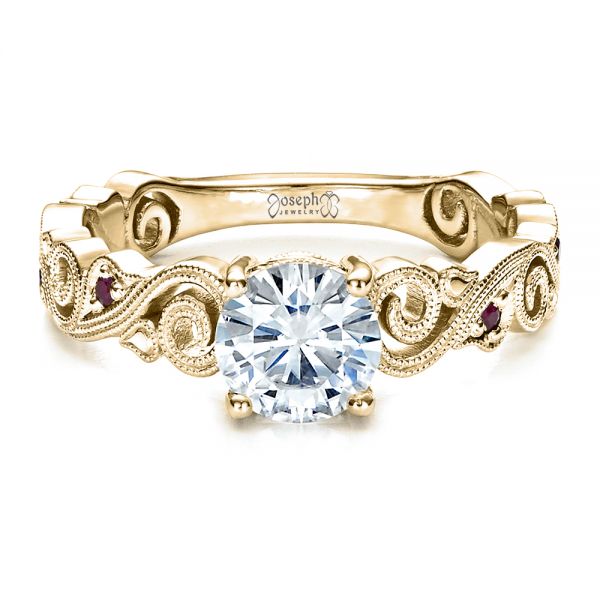 18k Yellow Gold 18k Yellow Gold Custom Organic Engagement Ring - Flat View - 1466