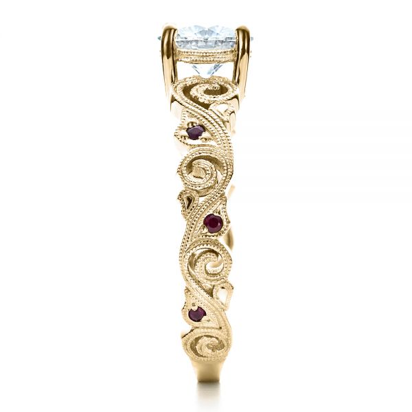 18k Yellow Gold 18k Yellow Gold Custom Organic Engagement Ring - Side View - 1466