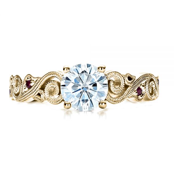 18k Yellow Gold 18k Yellow Gold Custom Organic Engagement Ring - Top View - 1466