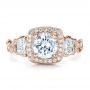 18k Rose Gold 18k Rose Gold Custom Organic Engagement Ring With Halo - Top View -  100095 - Thumbnail