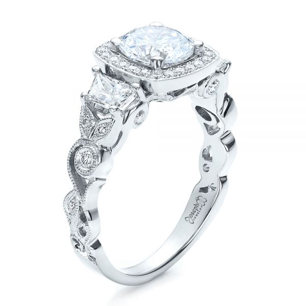 Custom Organic Engagement Ring with Halo - Image