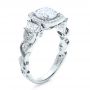 14k White Gold 14k White Gold Custom Organic Engagement Ring With Halo - Three-Quarter View -  100095 - Thumbnail