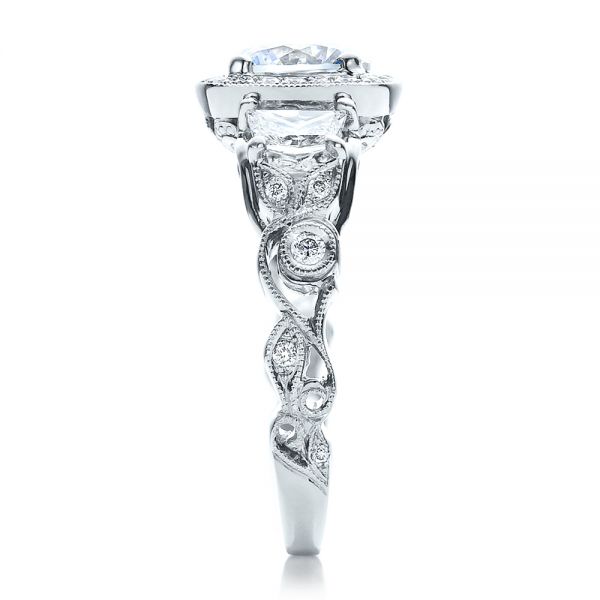  Platinum Platinum Custom Organic Engagement Ring With Halo - Side View -  100095