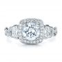  Platinum Platinum Custom Organic Engagement Ring With Halo - Top View -  100095 - Thumbnail